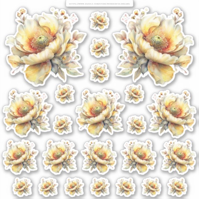 Pegatina Golden Honey Fairy World – 2a - 24 Flowers Sheet (Anverso)