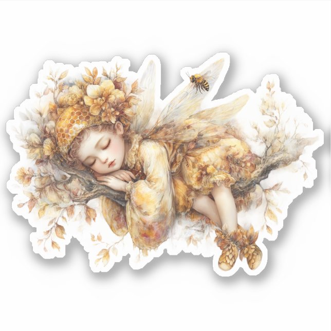 Pegatina Golden Honey Fairy World - 2a The sleeping fairies (Anverso)