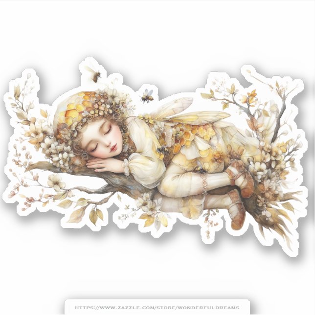 Pegatina Golden Honey Fairy World - 2a The sleeping fairies (Anverso)