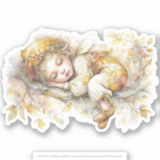 Pegatina Golden Honey Fairy World - 2a The sleeping fairies (Anverso)