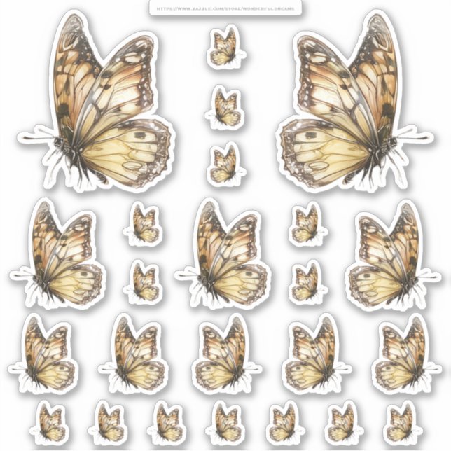 Pegatina Golden Honey Fairy World – 2b - 24 Butterfly Sheet (Anverso)