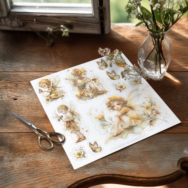 Pegatina Golden Honey Fairy World – 2b The Awakening (Sticker withthe honey fairies on the table ready to be used)
