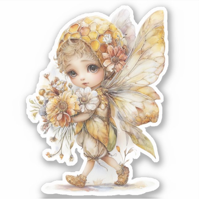Pegatina Golden Honey Fairy World – Carrying Flowers (Anverso)