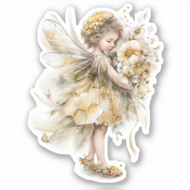 Pegatina Golden Honey Fairy World – Carrying Flowers (Anverso)