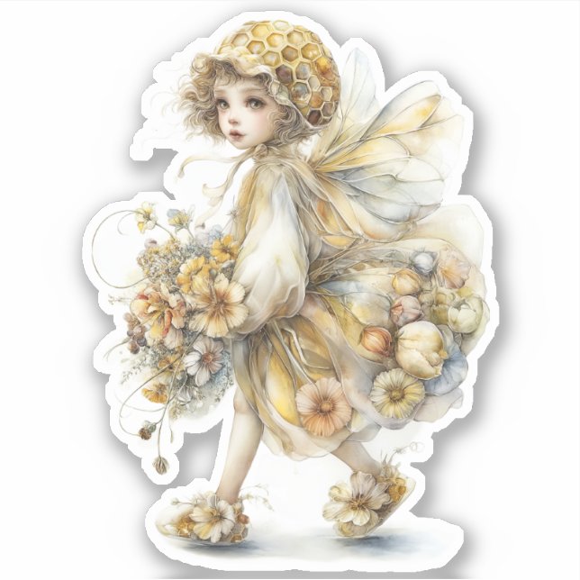 Pegatina Golden Honey Fairy World – Carrying Flowers (Anverso)