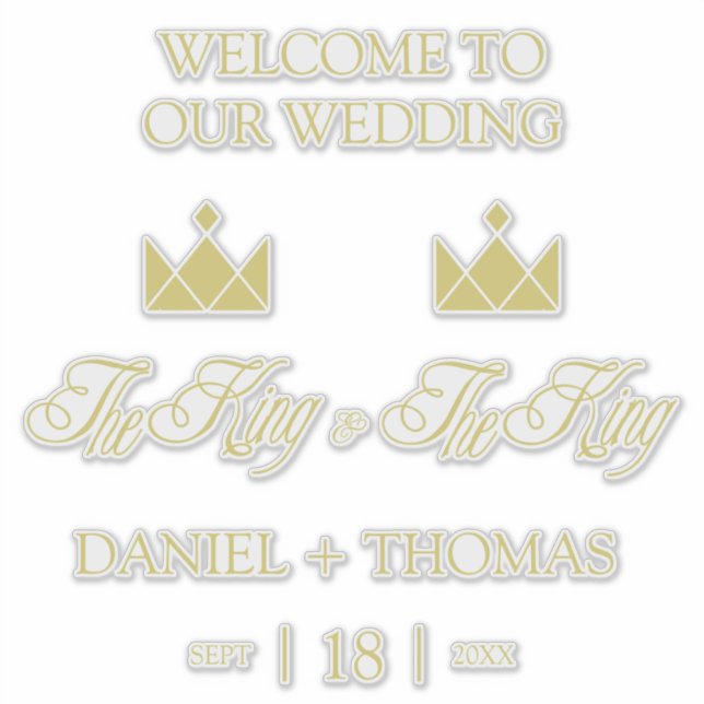 Pegatina Golden King Crowns for Gay Wedding (Anverso)
