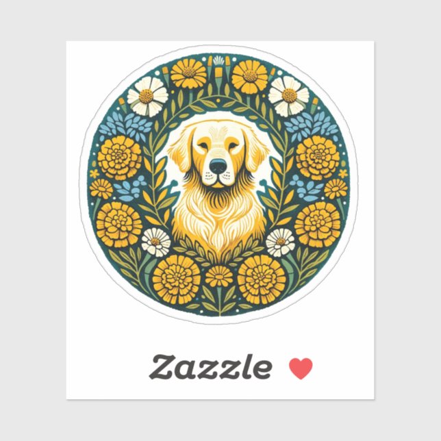 Pegatina Golden Retriever (Hoja)