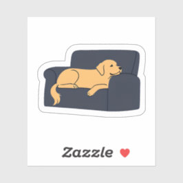Pegatina Golden Retriever acostado en sofá | Dibujo lindo 