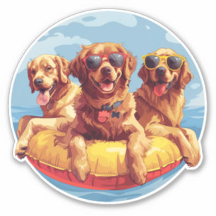 Pegatina Golden Retriever Dogs Summer Pool Floats
