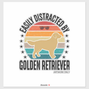 Pegatina Golden Retriever Fácilmente Distraído Perro Vintag