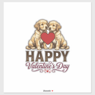 Pegatina Golden Retriever Feliz Día de San Valentín