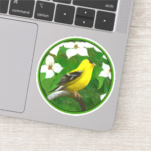 Pegatina Goldfinch estadounidense en pintura de invierno - 