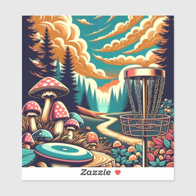 Pegatina Golf de disco retro Arte psicodélico (Hoja)