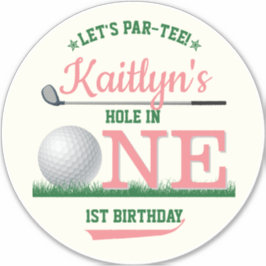 Pegatina Golf PAR-TEE Primer cumpleaños grande 8"