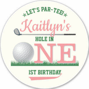 Pegatina Golf PAR-TEE Primer cumpleaños grande 8"