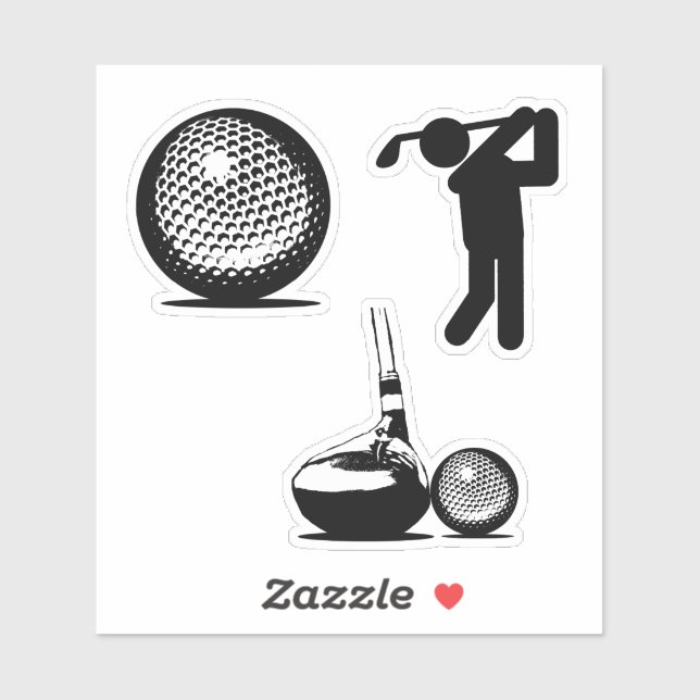 Pegatina Golfer and Golf Ball (Hoja)