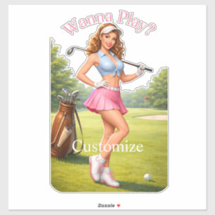 Pegatina Golfista femenina en forma Thunder_Cove