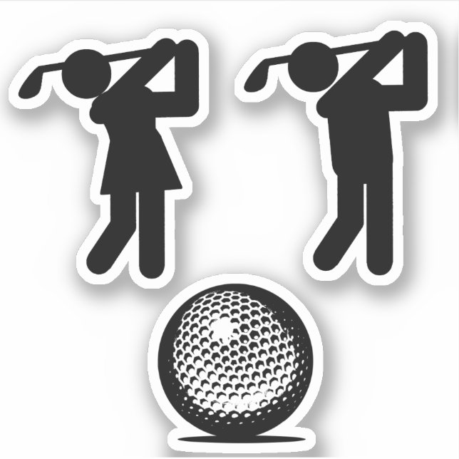 Pegatina Golfistas y bolas de golf (Anverso)