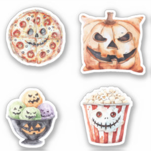 Pegatina Golosinas de Halloween Palomitas Pizza Helado Cala