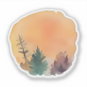 Pegatina Golpe de oro con siluetas forestales