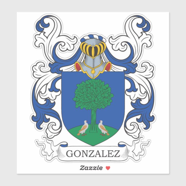 Pegatina Gonzalez Family Crest (Hoja)