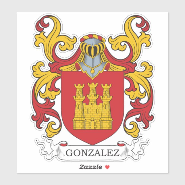 Pegatina Gonzalez Family Crest (Hoja)
