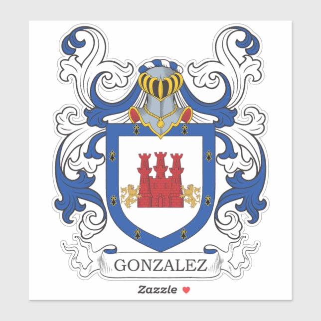 Pegatina Gonzalez Family Crest (Hoja)