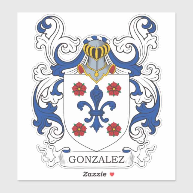 Pegatina Gonzalez Family Crest (Hoja)