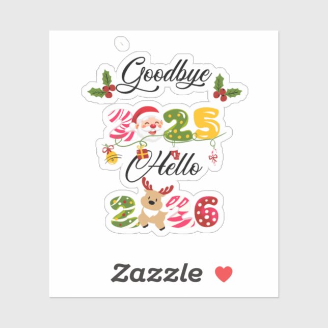 Pegatina Goodbye 2025 Hello 2026 New Year Design (Hoja)