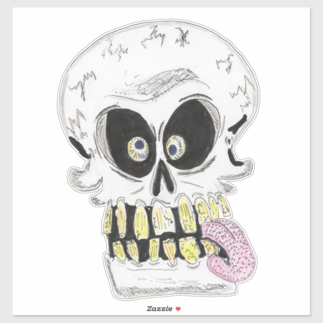 Pegatina goofy skull skeleton face (Hoja)