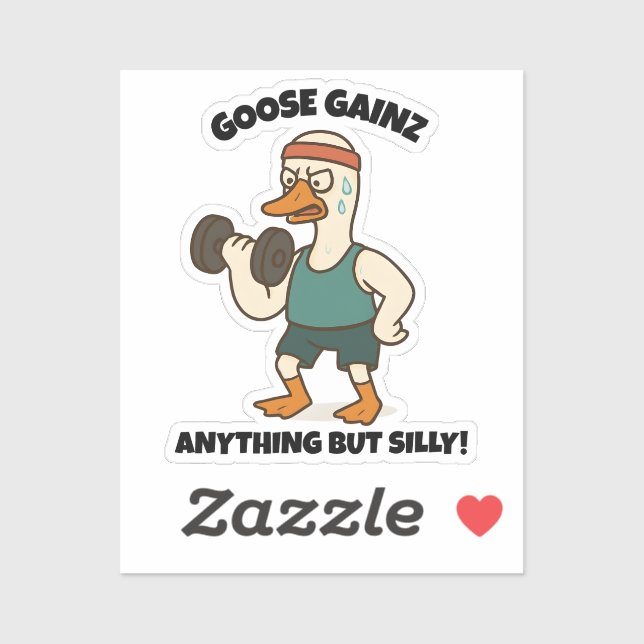 Pegatina Goose Gainz – Funny Goose Gym Workout Design (Hoja)