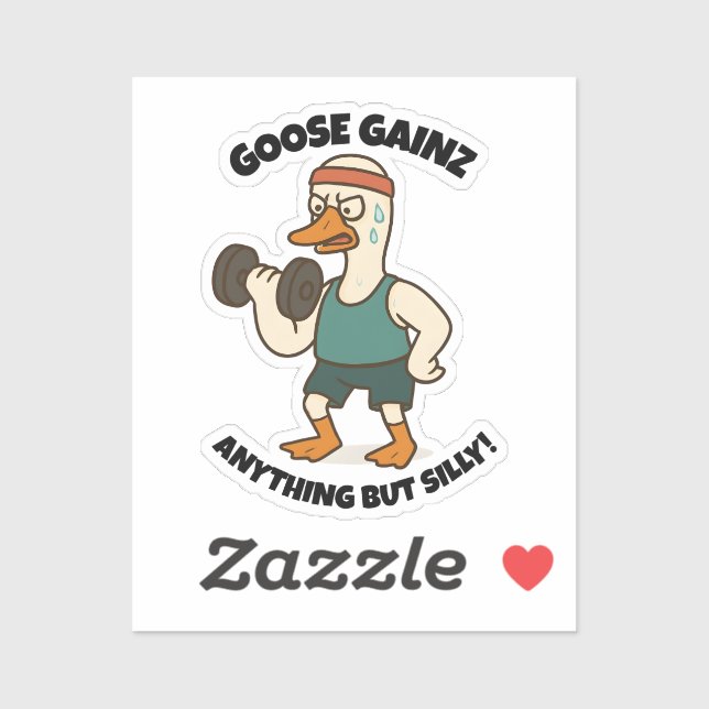Pegatina Goose Gainz – Funny Goose Gym Workout Design (Hoja)