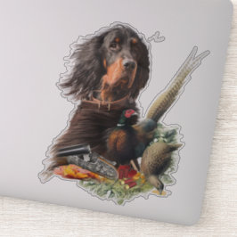 Pegatina Gordon setter con faisanes, arte