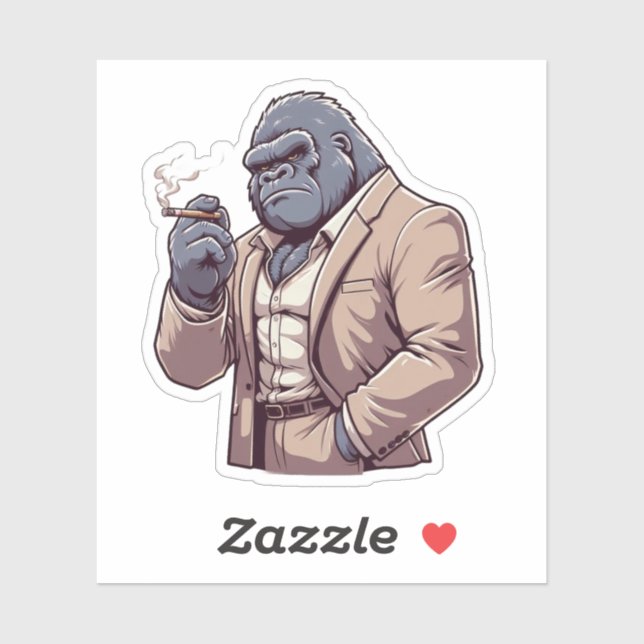 Pegatina gorila fresco, animales carismáticos (Hoja)