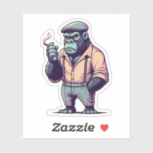 Pegatina gorila gangster, animales locos