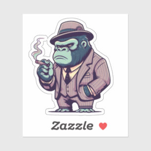 Pegatina gorila rey, gorila mafia,