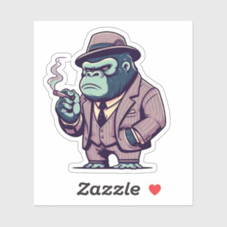 Pegatina gorila rey, gorila mafia,