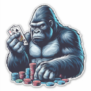Pegatina gorilla ape jugar cartas póker jugar casino