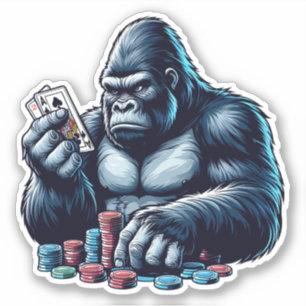Pegatina gorilla ape jugar cartas póker jugar casino