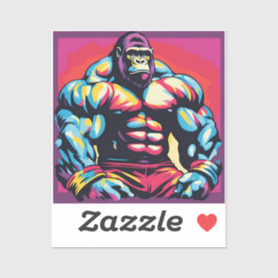 Pegatina Gorilla Bodybuilder Lifter Pop Art Personalizado