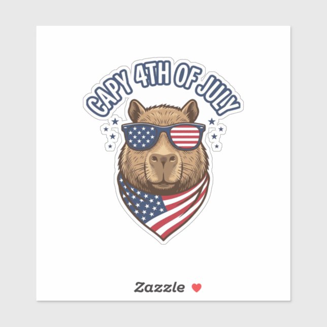 Pegatina Gorra 4 de julio Diseño de vector de carpincho pat (Hoja)