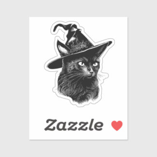 Pegatina Gorra de bruja de gato de Halloween