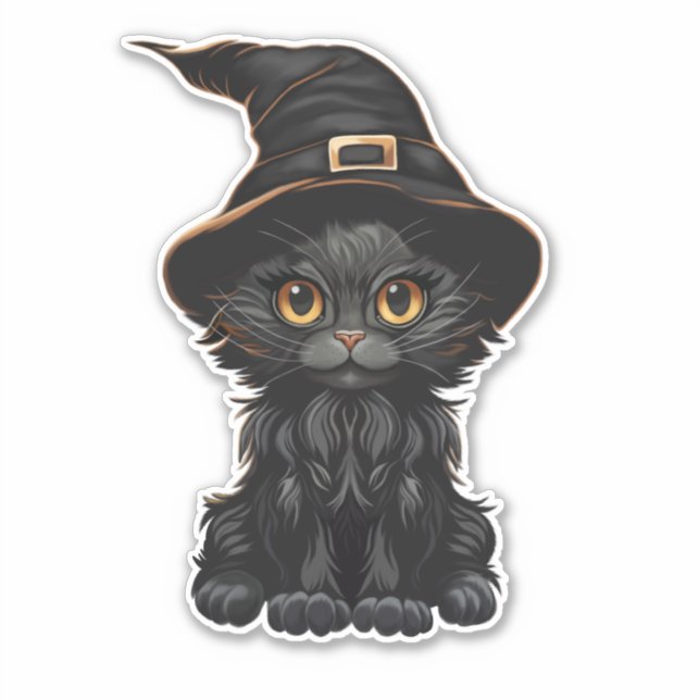 Pegatina Gorra de brujas de gato negro de Halloween (Anverso)
