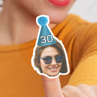 Pegatina Gorra de cumpleaños personalizado, cara d