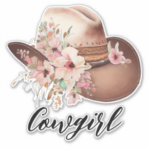 Pegatina Gorra de la Vaquera Floral Occidental