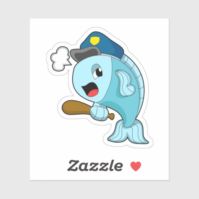 Pegatina Gorra de Policía de Pesca (Hoja)