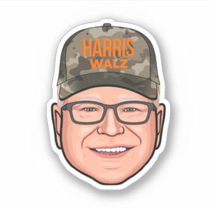 Pegatina Gorra de Tim Walz Camouflage