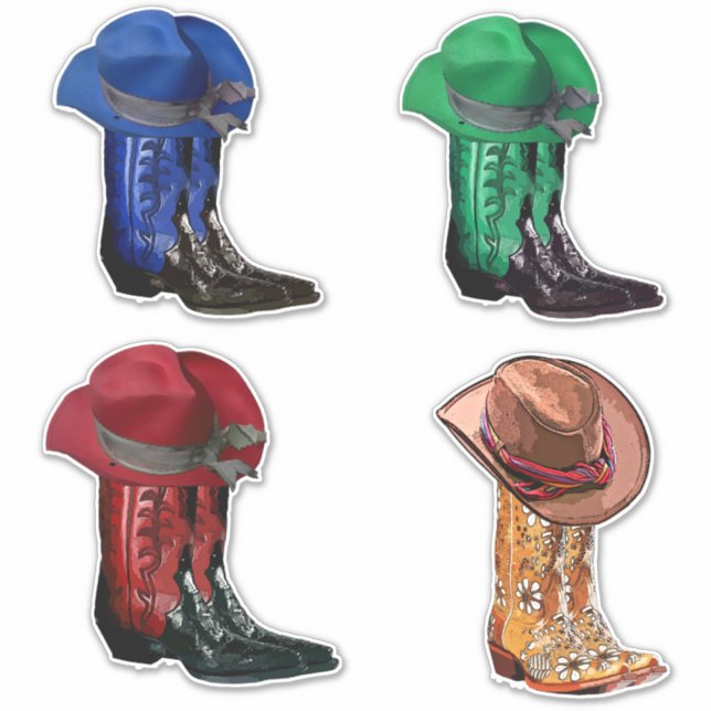 Pegatina Gorra de vaqueros y bots campestres arte occidenta (Anverso)