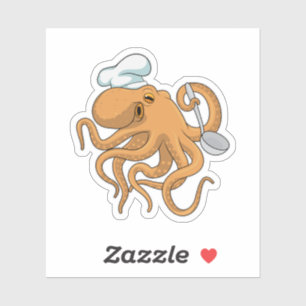Pegatina Gorra del chef Octopus Cook