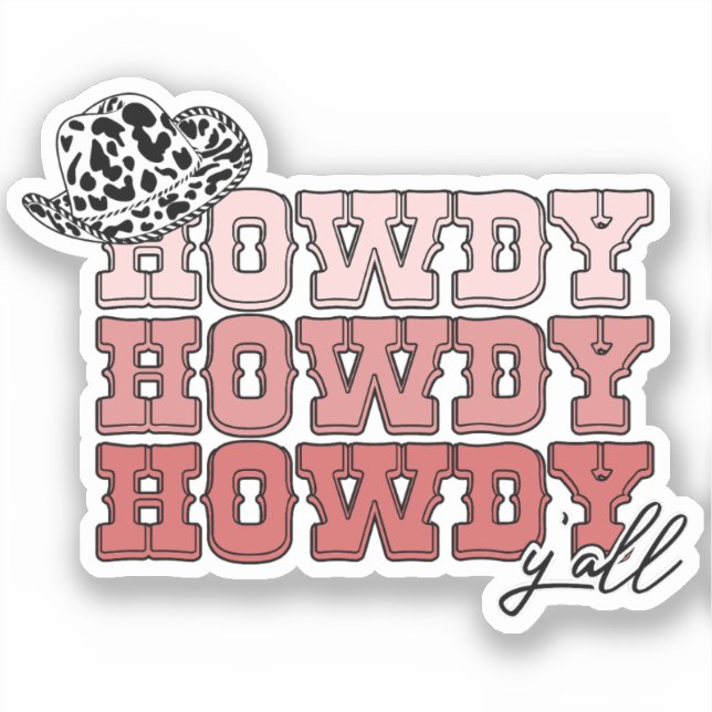 Pegatina Gorra occidental Howdy Y'all rodeo (Anverso)